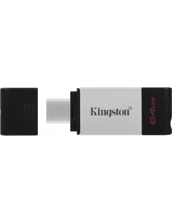 Kingston Technology DataTraveler 80 unidade de memória USB 64 GB USB Type-C 3.2 Gen 1 (3.1 Gen 1) Preto, Prateado