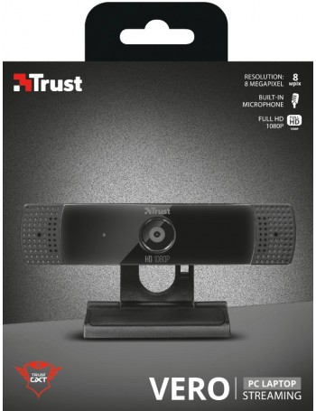 Trust GXT 1160 webcam 8 MP 1920 x 1080 pixels USB 2.0 Preto