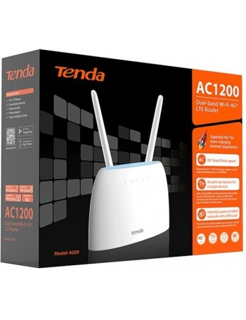 Tenda 4G09 router sem fios Dual-band (2,4 GHz   5 GHz) Gigabit Ethernet 3G 4G Branco