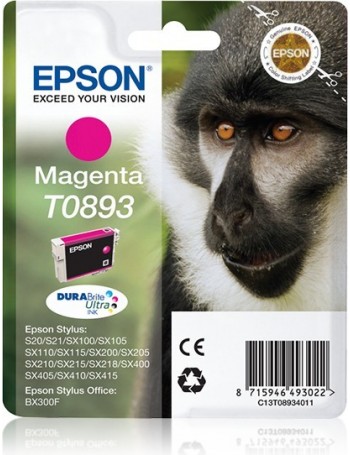 Epson Monkey Tinteiro Magenta T0893 Tinta DURABrite Ultra (c alarme RF+AM)