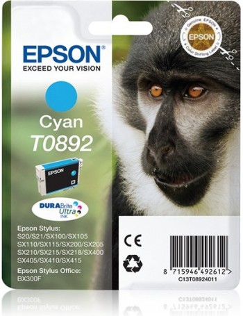 Epson Monkey Tinteiro Cyan T0892 Tinta DURABrite Ultra (c alarme RF+AM)