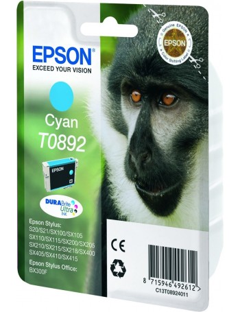 Epson Monkey Tinteiro Cyan T0892 Tinta DURABrite Ultra (c alarme RF+AM)