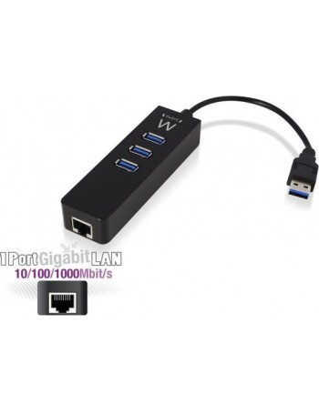 Ewent EW1140 hub de interface USB 3.2 Gen 1 (3.1 Gen 1) Type-A 5000 Mbit s Preto