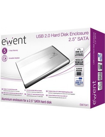 Ewent EW7041 Caixa para Discos Rígidos 2.5" Alumínio, Preto Energia por USB