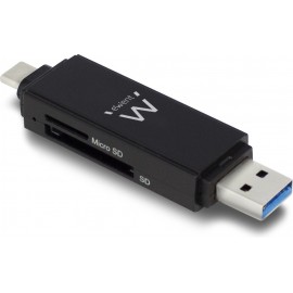 Ewent EW1075 leitor de cartões Preto USB 3.2 Gen 1 (3.1 Gen 1) Type-A Type-C
