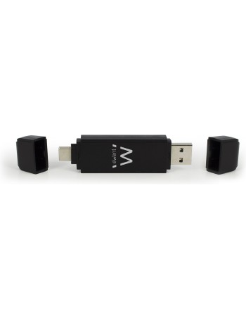 Ewent EW1075 leitor de cartões Preto USB 3.2 Gen 1 (3.1 Gen 1) Type-A Type-C