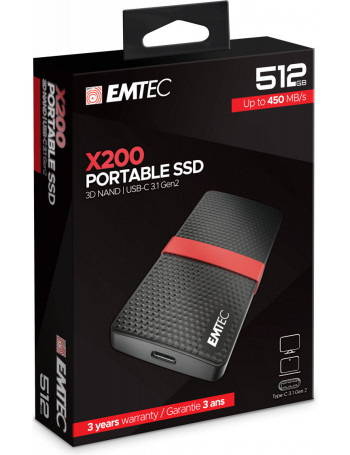 Emtec X200 512 GB Preto, Vermelho