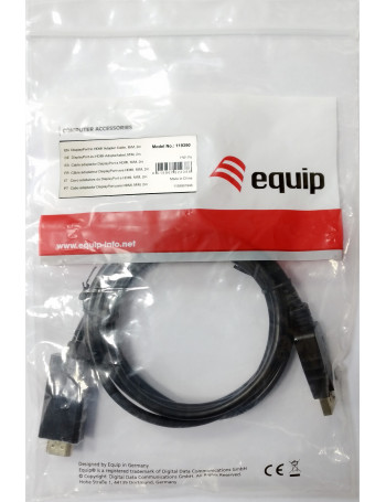 Equip 119390 adaptador de cabo de vídeo 2 m DisplayPort HDMI Preto