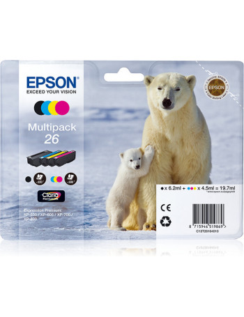 Epson Polar bear Multipack de 4 cores Série 26 Urso Polar Tinta Claria Premium