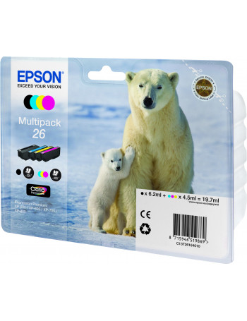 Epson Polar bear Multipack de 4 cores Série 26 Urso Polar Tinta Claria Premium