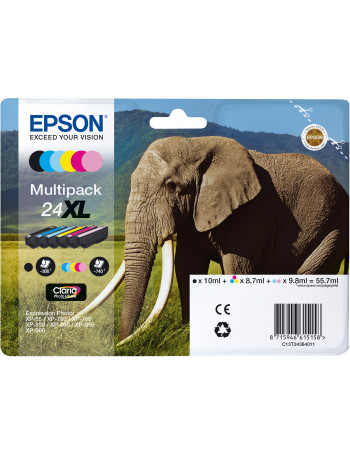 Epson Elephant C13T24384011 tinteiro Original Preto, Ciano, Ciano claro, Magenta claro, Magenta, Amarelo 1 unidade(s)