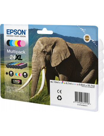 Epson Elephant C13T24384011 tinteiro Original Preto, Ciano, Ciano claro, Magenta claro, Magenta, Amarelo 1 unidade(s)