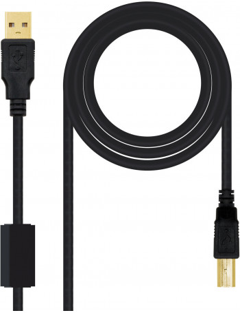 Nanocable 10.01.1202 cabo USB 2 m 2.0 USB A USB B Preto