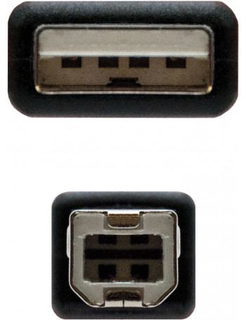 Nanocable 10.01.0102-BK cabo USB 1 m 2.0 USB A USB B Preto