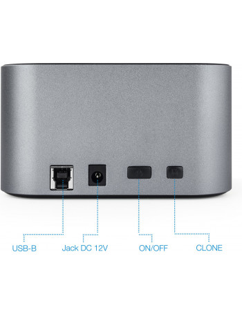 TooQ TQDS-805G Docking Station para Discos Rígidos USB 3.2 Gen 1 (3.1 Gen 1) Type-B Alumínio