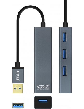 Nanocable 10.16.4402 hub de interface USB 3.2 Gen 1 (3.1 Gen 1) Type-A Cinzento