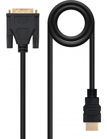 Nanocable 10.15.0502 adaptador de cabo de vídeo 1,8 m DVI HDMI Preto