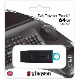 Kingston Technology DataTraveler Exodia unidade de memória USB 64 GB USB Type-A 3.2 Gen 1 (3.1 Gen 1) Preto