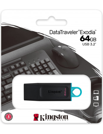 Kingston Technology DataTraveler Exodia unidade de memória USB 64 GB USB Type-A 3.2 Gen 1 (3.1 Gen 1) Preto