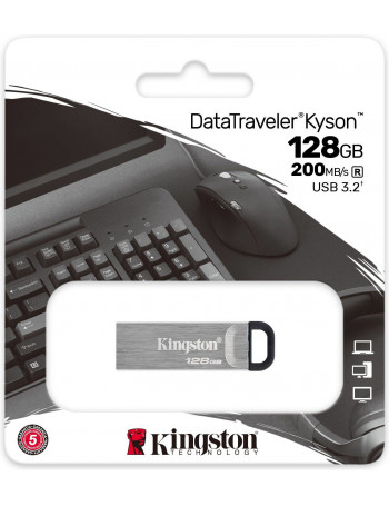 Kingston Technology DataTraveler Kyson unidade de memória USB 128 GB USB Type-A 3.2 Gen 1 (3.1 Gen 1) Prateado