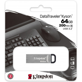 Kingston Technology DataTraveler Kyson unidade de memória USB 64 GB USB Type-A 3.2 Gen 1 (3.1 Gen 1) Prateado