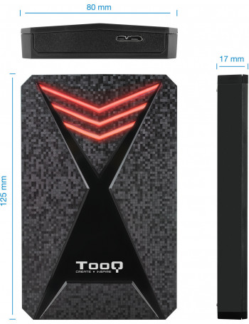 TooQ TQE-2550RGB Caixa para Discos Rígidos 2.5" Compartimento HDD SSD Preto