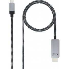 Nanocable 10.15.5103 adaptador de cabo de vídeo 3 m USB Type-C HDMI Alumínio, Preto