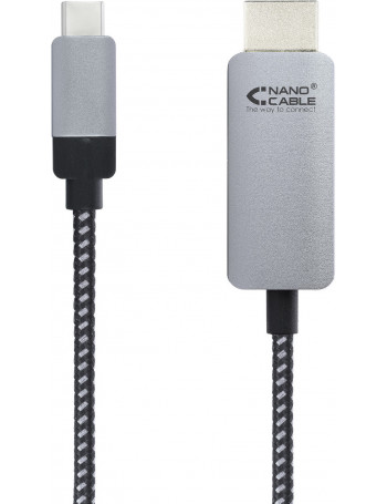 Nanocable 10.15.5103 adaptador de cabo de vídeo 3 m USB Type-C HDMI Alumínio, Preto