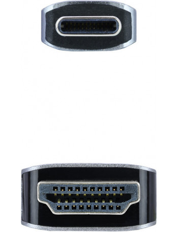 Nanocable 10.15.5102 adaptador de cabo de vídeo 1,8 m USB Type-C HDMI Alumínio, Preto