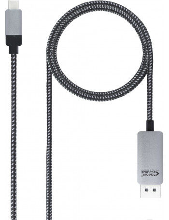 Nanocable 10.15.5002 adaptador de cabo de vídeo 1,8 m USB Type-C DisplayPort Alumínio, Preto