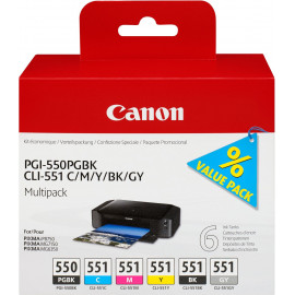 Canon PGI-550PGBK + CLI551 (PGBK C M Y BK GY) 6 unidade(s) Original Foto preto, Ciano foto, Cinzento foto, Magenta foto, Preto,