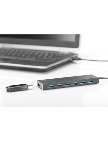 Digitus DA-70241-1 hub de interface USB 3.2 Gen 1 (3.1 Gen 1) Type-A 5000 Mbit s Cinzento