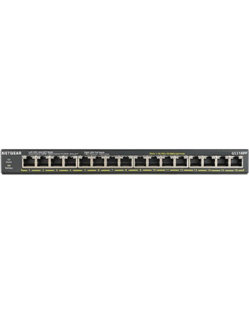 Netgear GS316PP Não-gerido Gigabit Ethernet (10 100 1000) Power over Ethernet (PoE) Preto