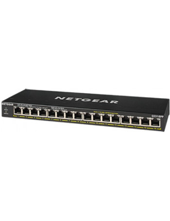 Netgear GS316PP Não-gerido Gigabit Ethernet (10 100 1000) Power over Ethernet (PoE) Preto