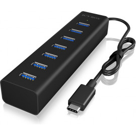 ICY BOX IB-HUB1700-C3 hub de interface USB 3.2 Gen 1 (3.1 Gen 1) Type-C 5000 Mbit s Preto