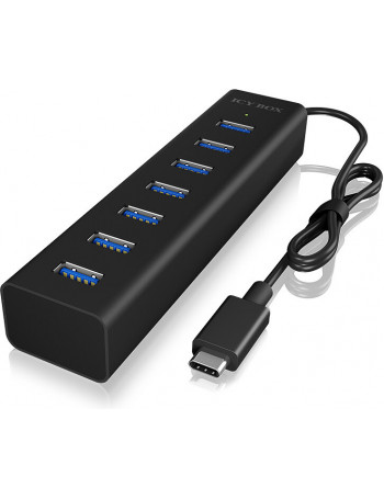 ICY BOX IB-HUB1700-C3 hub de interface USB 3.2 Gen 1 (3.1 Gen 1) Type-C 5000 Mbit s Preto