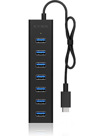 ICY BOX IB-HUB1700-C3 hub de interface USB 3.2 Gen 1 (3.1 Gen 1) Type-C 5000 Mbit s Preto