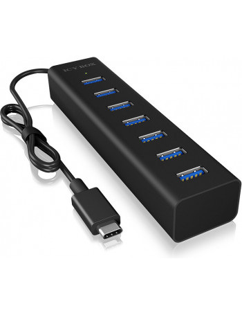 ICY BOX IB-HUB1700-C3 hub de interface USB 3.2 Gen 1 (3.1 Gen 1) Type-C 5000 Mbit s Preto