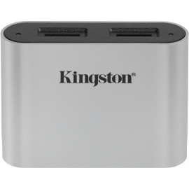 Kingston Technology Workflow microSD Reader leitor de cartões USB 3.2 Gen 1 (3.1 Gen 1) Type-C Preto, Prateado