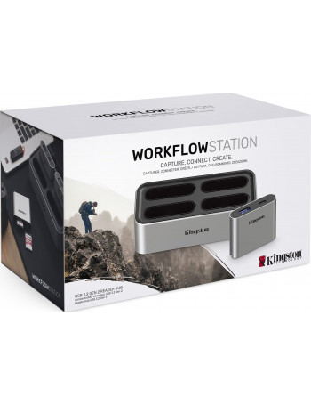 Kingston Technology Workflow Station Com fios USB 3.2 Gen 2 (3.1 Gen 2) Type-C Preto, Prateado