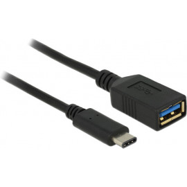 DeLOCK 0.15m USB 3.1 cabo USB 0,15 m USB 3.2 Gen 2 (3.1 Gen 2) USB C USB A Preto