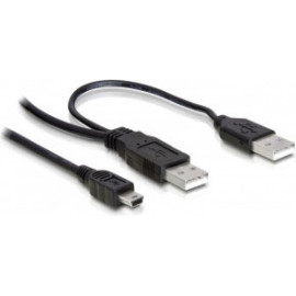 DeLOCK 2x USB2.0-A male   USB mini 5-pin cabo USB 1 m USB A Mini-USB B Preto