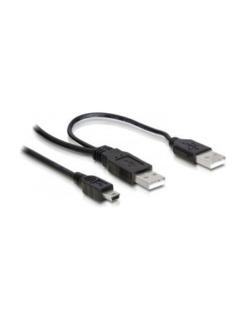 DeLOCK 2x USB2.0-A male   USB mini 5-pin cabo USB 1 m USB A Mini-USB B Preto