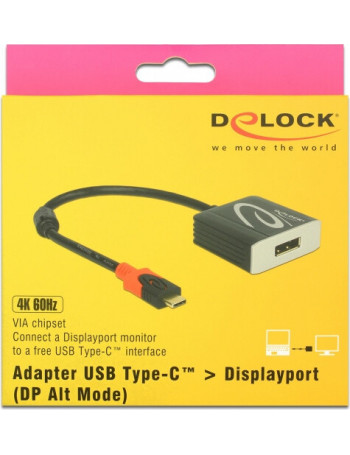 DeLOCK 63312 cable gender changer USB Type-C Displayport Preto