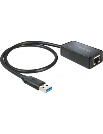 DeLOCK 62121 cable gender changer USB3.0-A RJ45 Preto