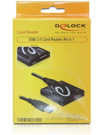 DeLOCK USB 3.0 Card Reader All in 1 leitor de cartões USB 3.2 Gen 1 (3.1 Gen 1) Preto