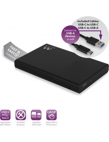 Ewent EW7072 Caixa para Discos Rígidos Compartimento HDD SSD Preto 2.5"