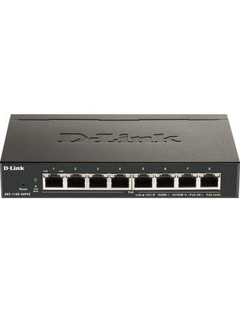 D-Link DGS-1100-08PV2 switch de rede Gerido L2 L3 Gigabit Ethernet (10 100 1000) Power over Ethernet (PoE) Preto