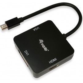 Equip 133439 adaptador de cabo de vídeo 0,15 m Mini DisplayPort DVI-D + VGA (D-Sub) + HDMI Preto