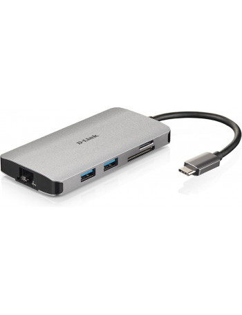 D-Link DUB-M810 base & duplicador de portas Com fios Thunderbolt 3 Prateado